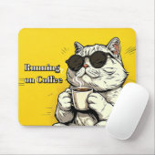 Läuft auf Coffee Cat Benutzerdefinierter Text Lust Mousepad (Mit Mouse)