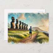 Läuft auf der Osterinsel Postkarte (Vorne/Hinten)