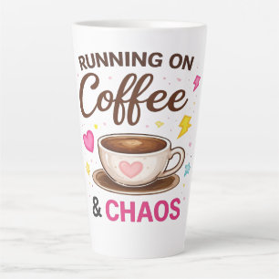 Läuft auf Kaffee & Chaos — Süßes Kaffeetassendesig Milchtasse