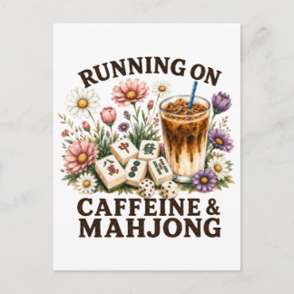 Läuft auf Koffein & Mahjong Einladungspostkarte