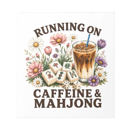 Läuft auf Koffein & Mahjong Notizblock (Vorderseite)