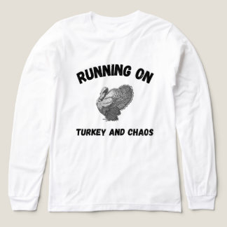 Läuft auf Truthahn und Chaos | Lustiges Erntedankf Tri-Blend Shirt