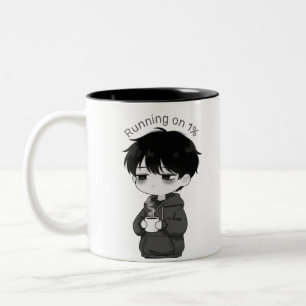 Läuft mit 1 Prozent nachvollziehbarer Chibi-Kaffee Zweifarbige Tasse