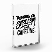 Läuft mit Sarkasmus und Koffein Fotoblock (Links)