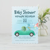 Laufwerk | Dinosaur Babydusche Einladung (Stehend Vorderseite)