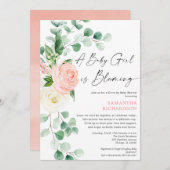 Laufwerk durch Babydusche Baby Mädchen blüht Frühj Einladung (Vorne/Hinten)