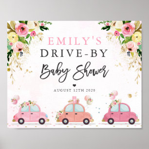 Laufwerk durch Babydusche Begrüßungsschild Rosa Bl Poster
