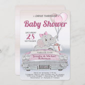 Laufwerk durch Babydusche für ein Mädchen Einladung (Vorne/Hinten)