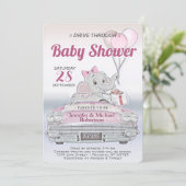 Laufwerk durch Babydusche für ein Mädchen Einladung (Stehend Vorderseite)