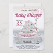 Laufwerk durch Babydusche für ein Mädchen Einladung (Vorderseite)