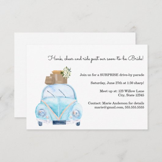 Laufwerk durch Brautdusche Einladung einfügen (Vorne/Hinten)