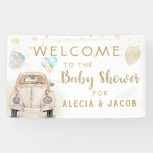 Laufwerk mit Baby Dusche Auto Gold Peach Banner