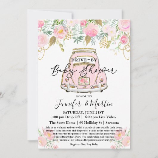 Laufwerk mit Baby Shower Virtual Baby Dusche Einladung (Vorderseite)