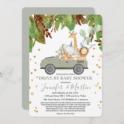 Laufwerk mit Baby Shower Virtual Baby Dusche Einladung (Vorne/Hinten)