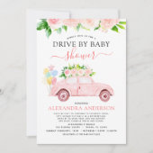 Laufwerk mit Babydusche Blütenrosa Einladung (Vorderseite)