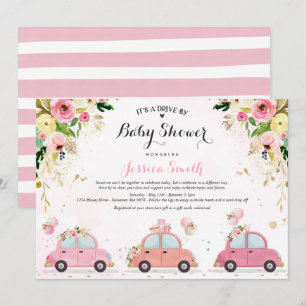 Laufwerk mit Babydusche Einladung Rosa Blütendusch