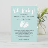 Laufwerk mit Babydusche Oh Babynahrung weiß Einladung (Stehend Vorderseite)