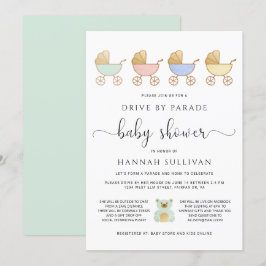 Laufwerk mit Babydusche | Retro Carriers Parade Einladung