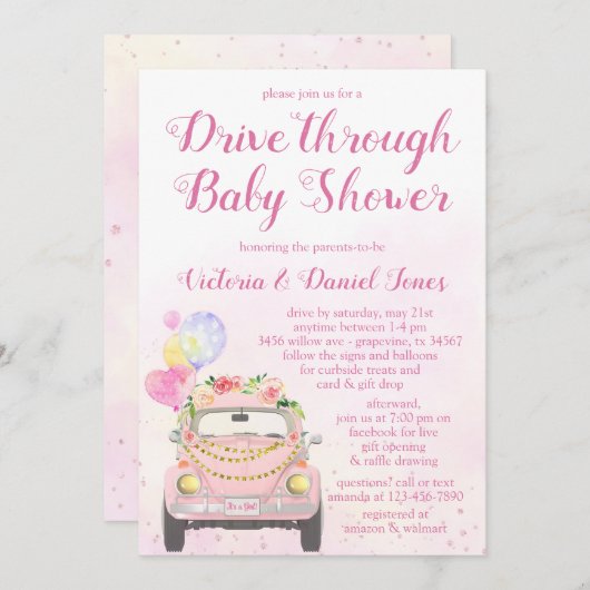 Laufwerk mit Covid Babydusche Einladung (Vorne/Hinten)