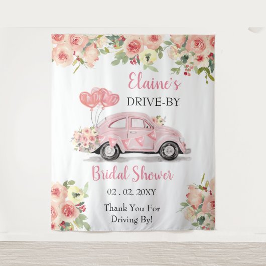 Laufwerk mit florrosa Laufwerk durch Duschvorhang Wandteppich (Vorderseite)