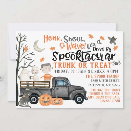 Laufwerk mit Halloween-Party- oder Leckerei-Parade Einladung (Vorderseite)