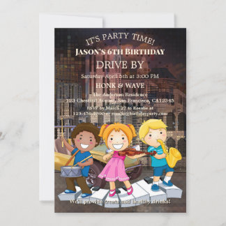 Laufwerk nach Ferne Musik Kindergeburtstag Party Einladung