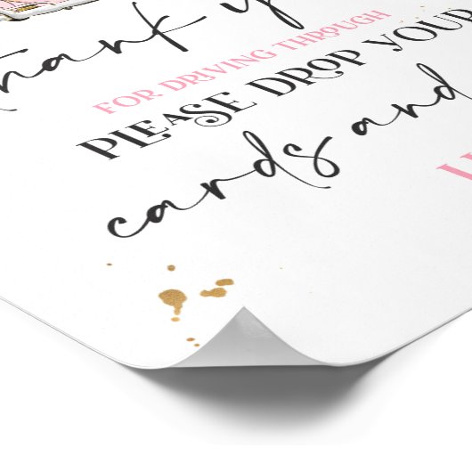 Laufwerk von Babyduschkarten Geschenke Schild rosa (Ecke)