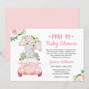Laufwerk von Elephant Baby Shower Girl Einladung