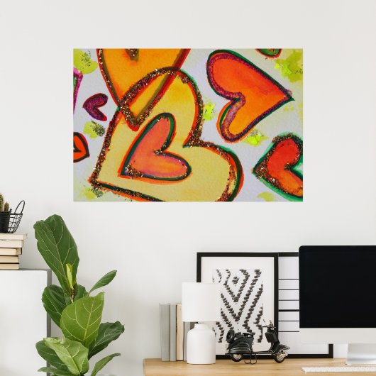 Laugh Hearts Art Poster Print (Heimbüro)