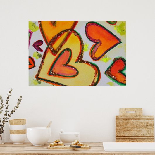 Laugh Hearts Art Poster Print (Küche)