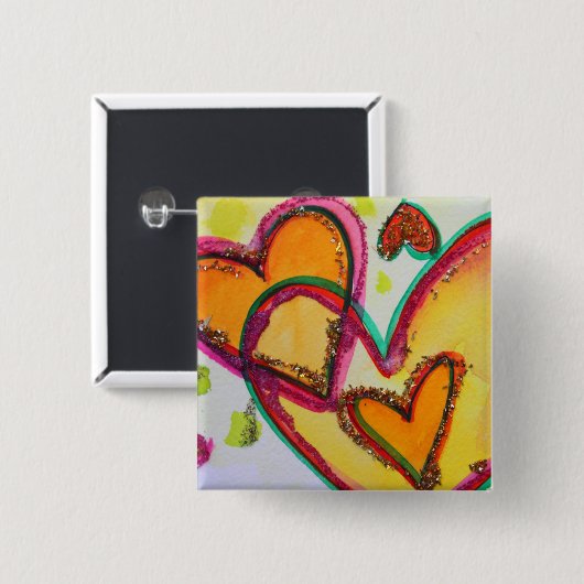 Laugh Hearts Connect Art Buttons oder Lapel Pins (Vorne & Hinten)