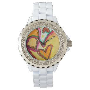 Laugh Hearts Connect Colorful Art Custom Watch Armbanduhr