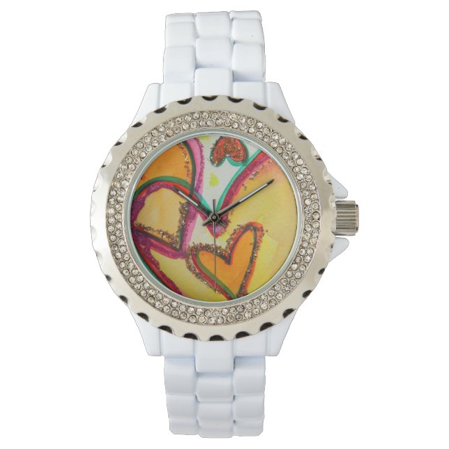 Laugh Hearts Connect Colorful Art Custom Watch Armbanduhr (Vorderseite)