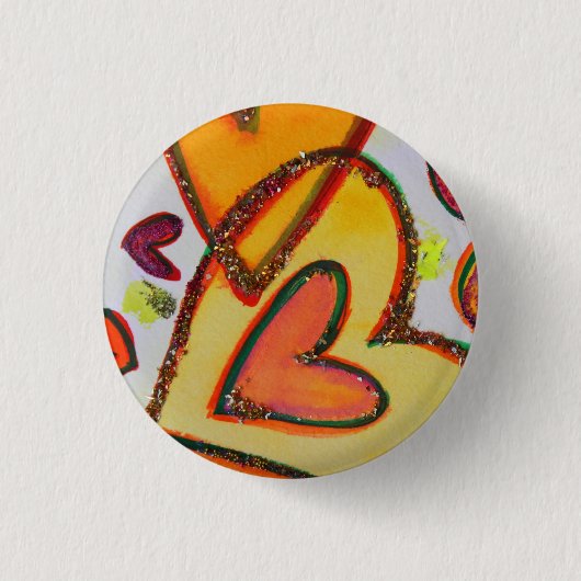 Laugh Hearts Crossing Art Buttons oder Lapel Pins (Vorderseite)