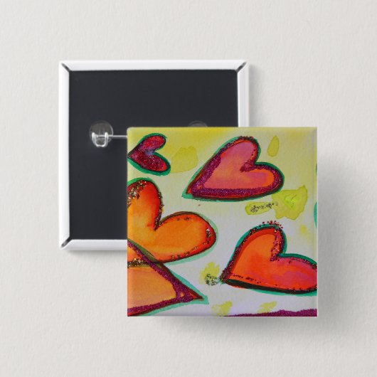 Laugh Hearts Flying Art Button oder Button Juwelen (Vorne & Hinten)