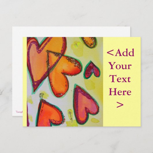 Laugh Hearts Flying Postcard Postkarte (Vorne/Hinten)