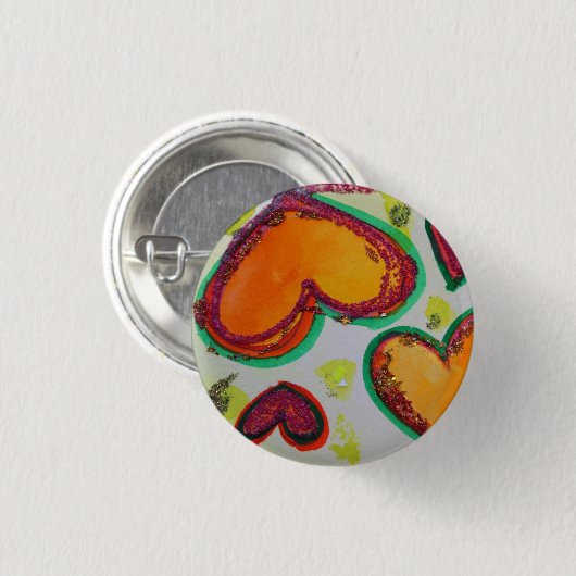 Laugh Hearts Pink Bliss Art Buttons oder Lapel Pin (Vorne & Hinten)