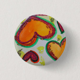 Laugh Hearts Pink Bliss Art Buttons oder Lapel Pin