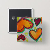 Laugh Hearts Pink Bliss Art Buttons oder Lapel Pin (Vorne & Hinten)