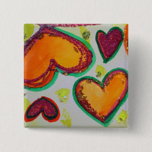 Laugh Hearts Pink Bliss Art Buttons oder Lapel Pin
