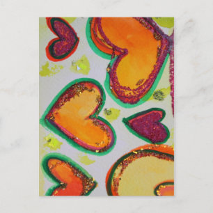 Laugh Hearts Pink Bliss Postcard Postkarte