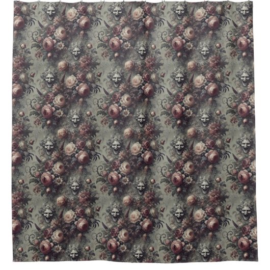 Laugh Lines - Gothic Floral Duschvorhang (Vorderseite)