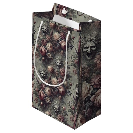 Laugh Lines - Gothic Floral Kleine Geschenktüte (Vorderseite Schrägansicht)