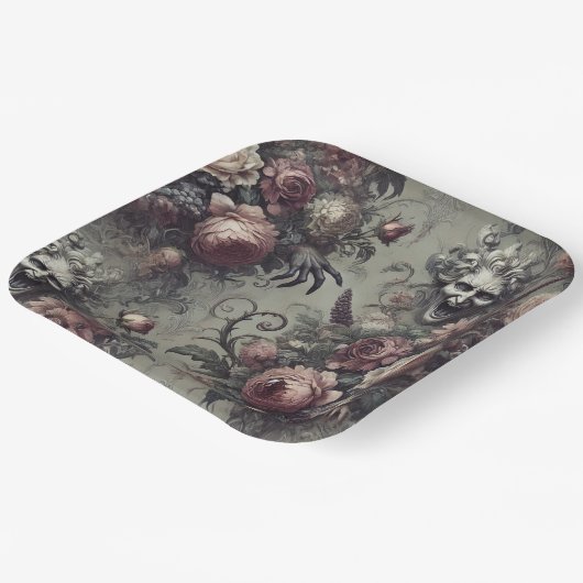 Laugh Lines - Gothic Floral Pappteller (Gewinkelt)