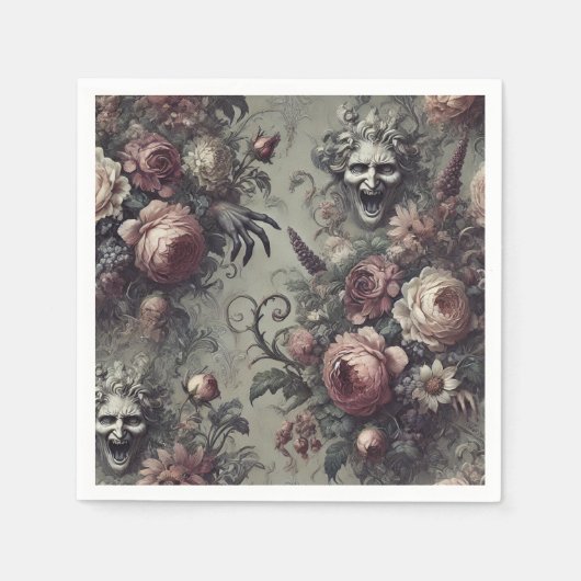Laugh Lines - Gothic Floral Serviette (Vorderseite)