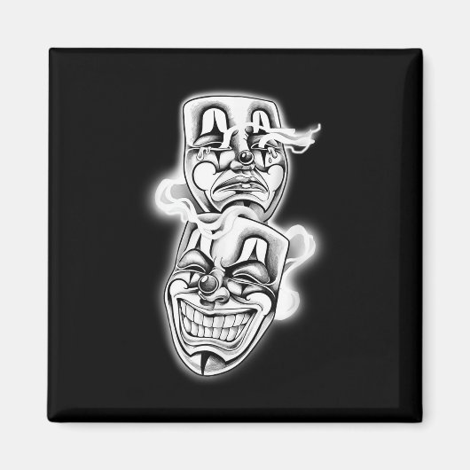 Laugh Now Cry Spater Chicano Tattoo Flash Magnet (Vorne)