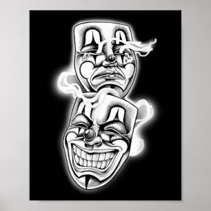 Laugh Now Cry Spater Chicano Tattoo Flash Poster