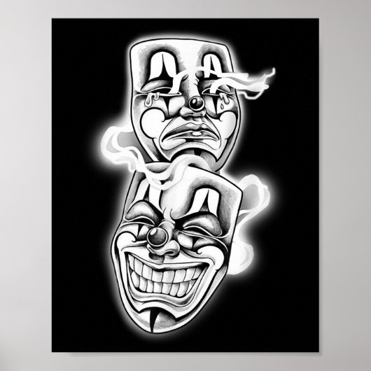 Laugh Now Cry Spater Chicano Tattoo Flash Poster (Vorne)