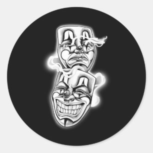 Laugh Now Cry Spater Chicano Tattoo Flash Runder Aufkleber