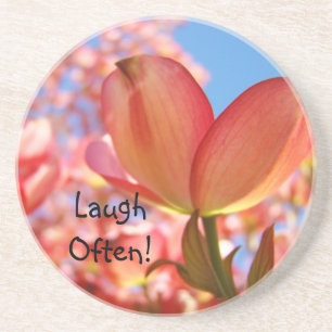 Laugh Often! drink coasters gifts Pink Dogwood Getränkeuntersetzer